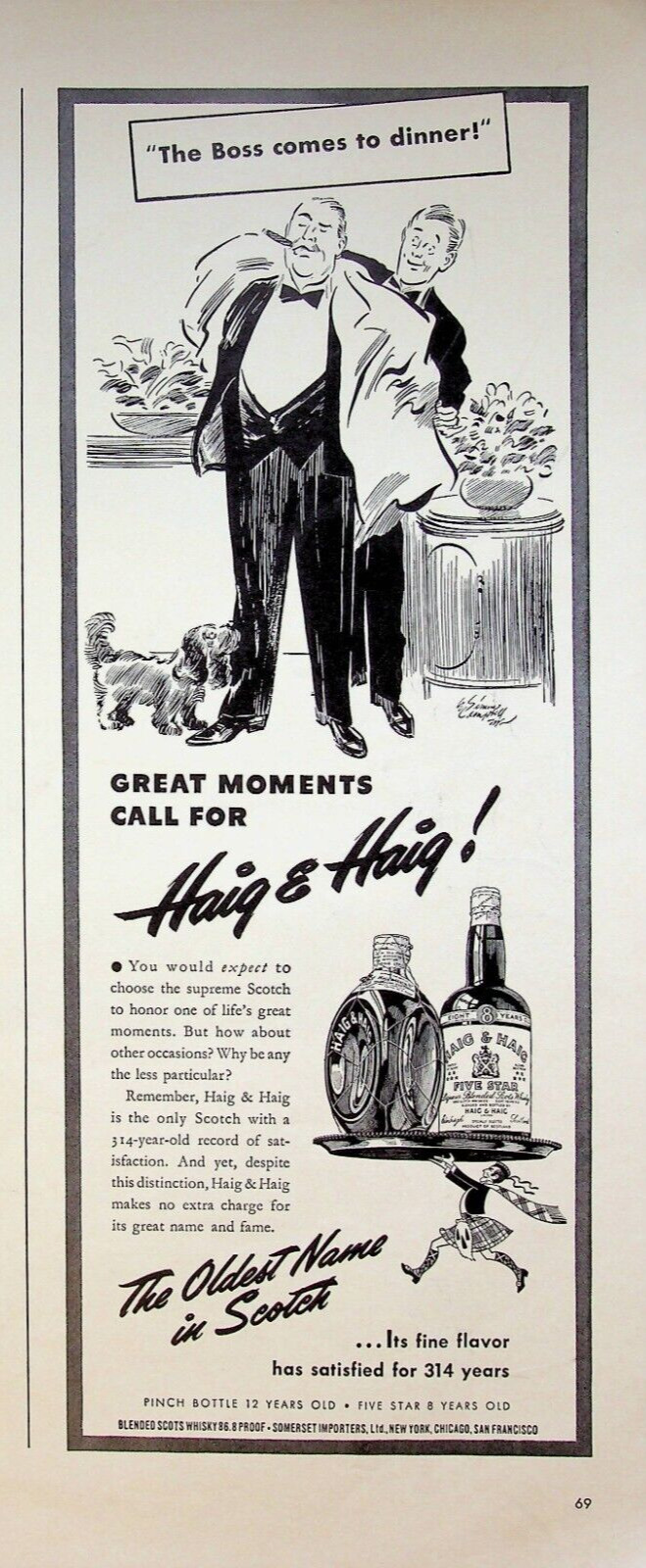 1941 Haig & Haig Scots Whisky Vintage Print Ad 1940s Oldest Name In Scotch