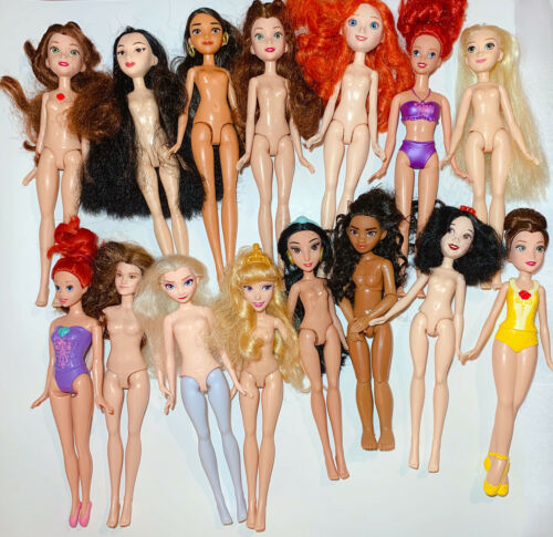 Lot Of 15 Disney Princess Dolls Nude Mattel & Hasbro For Play Ooak Ariel Belle