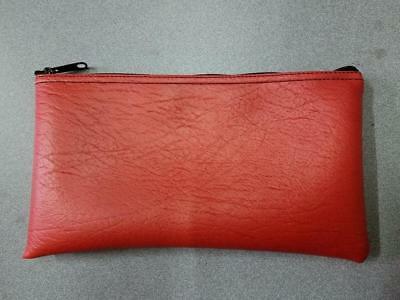 1 Brand New Red Zippered Vinyl Bank Deposit Money Bag Tool Organizer