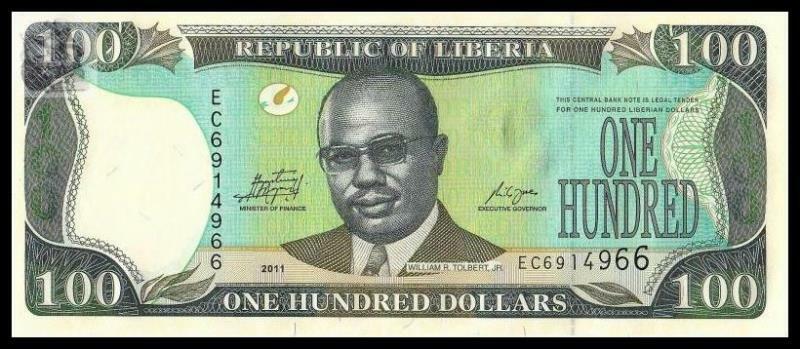 Liberia 100 Dollars 2011 Year Brandnew Banknotes
