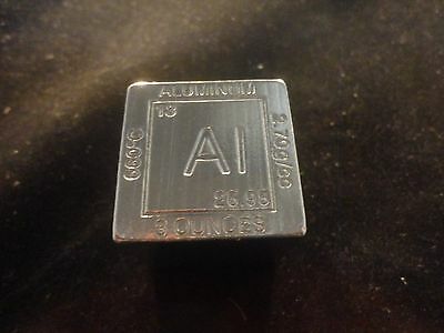 Aluminum Cube 1.25" Square 3 Oz Cube-square  "al"  99.9% Pure Aluminum-  Unique