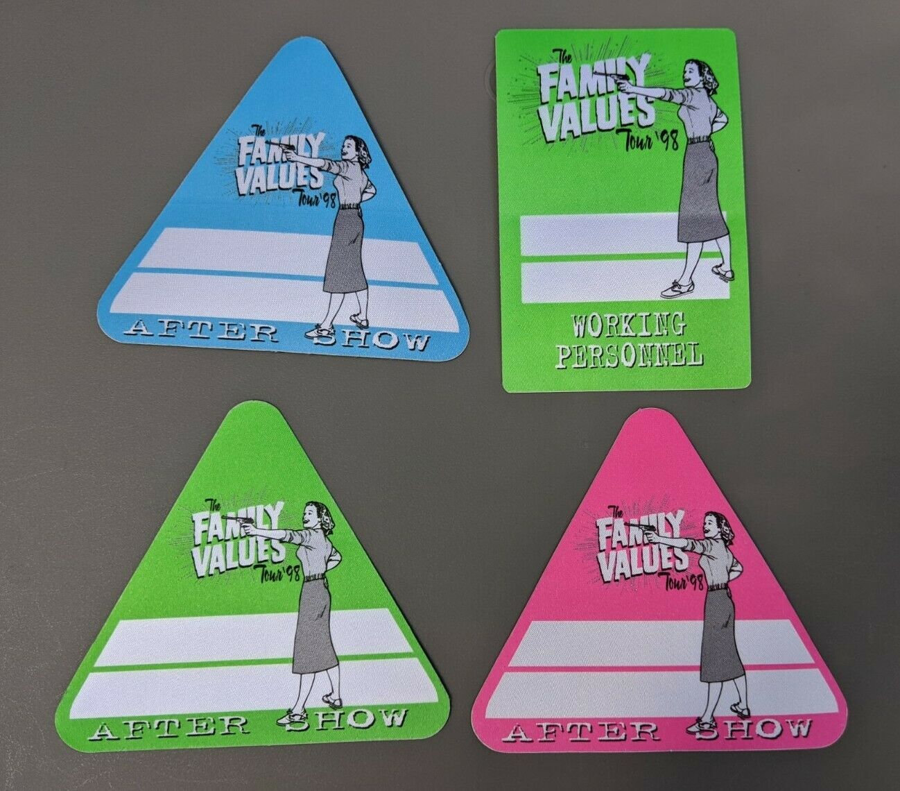 (4) The Family Values Tour '98 Official Passes / Backstage Pass - Unused Korn