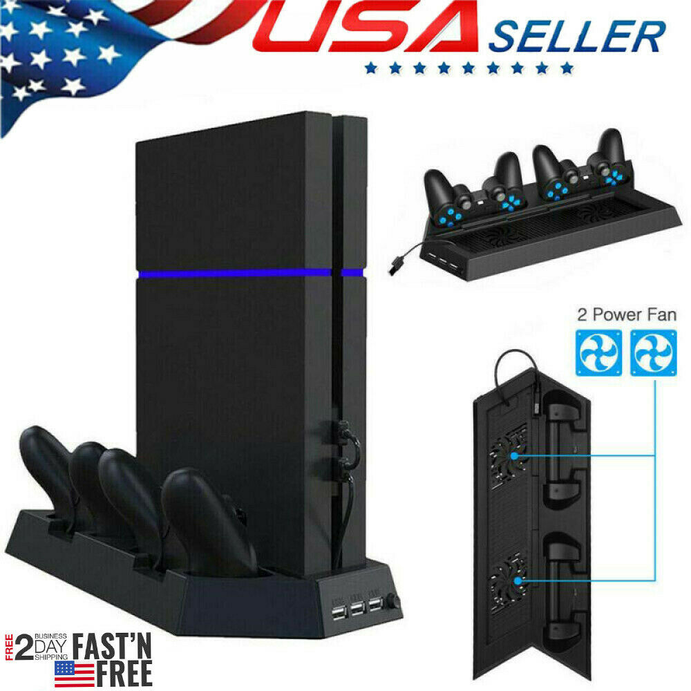 Ps4 Cooling Station Vertical Stand With 2 Controller Charging Dock Playstation 4