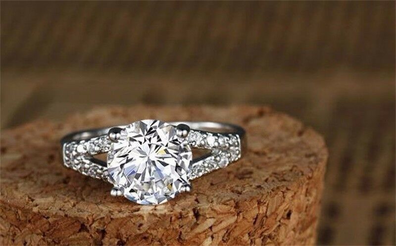 2 Ct Diamond Engagement Wedding Anniversary Bridal Ring .925 Silver  Size 8