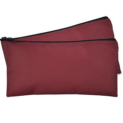 Deposit Bag Bank Pouch Zippered Safe Money Bag Organizer In Maroon Red 2 Pack