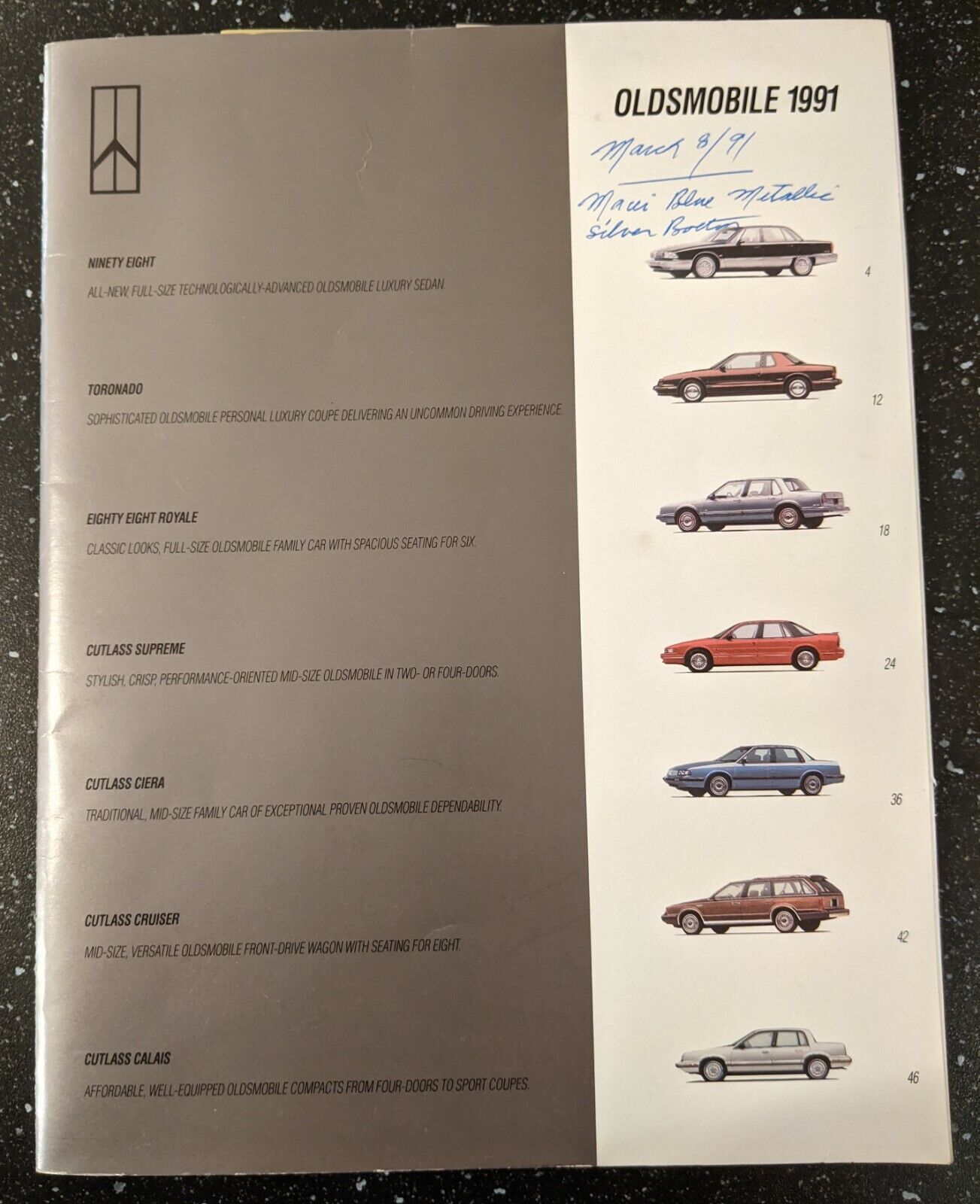 1991 Oldsmobile Dealer Brochure *canadian Auto  W/original Sales Receipt (g)