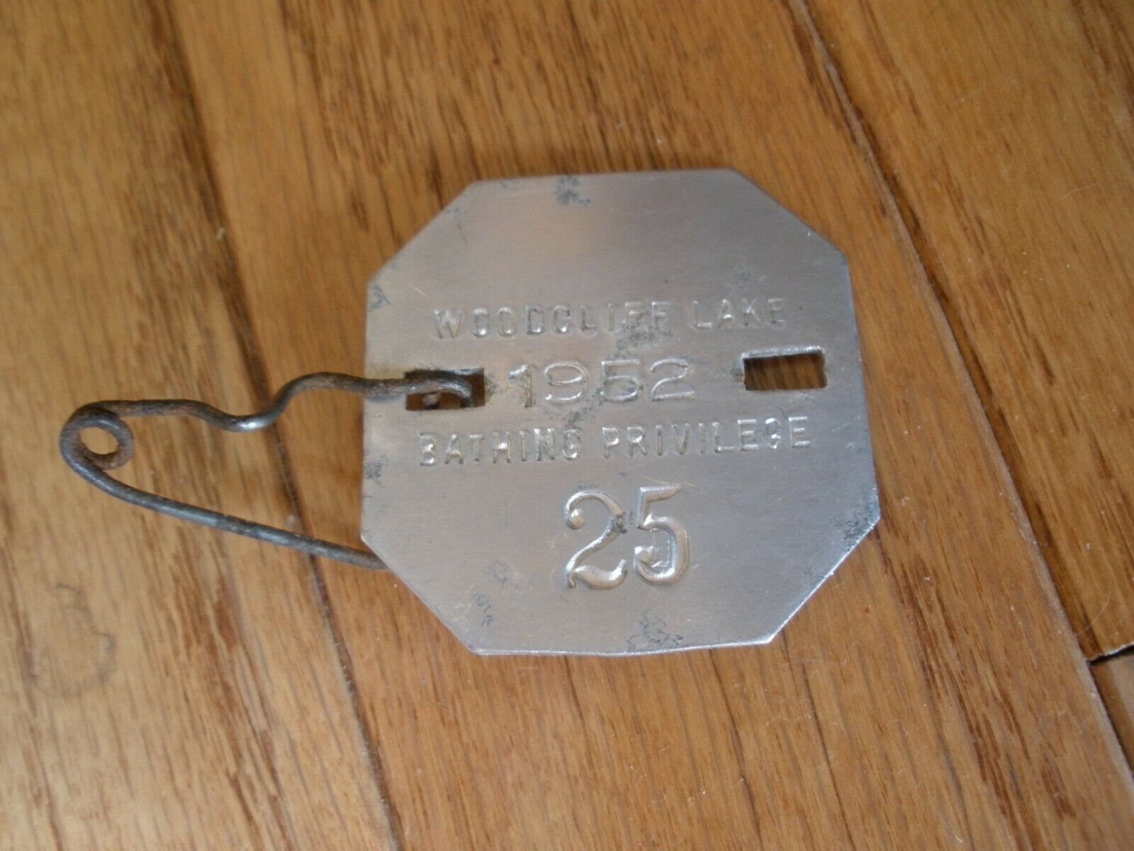 1950s Woodcliff Lake Metal Bathing Privilege Tag - New Jersey