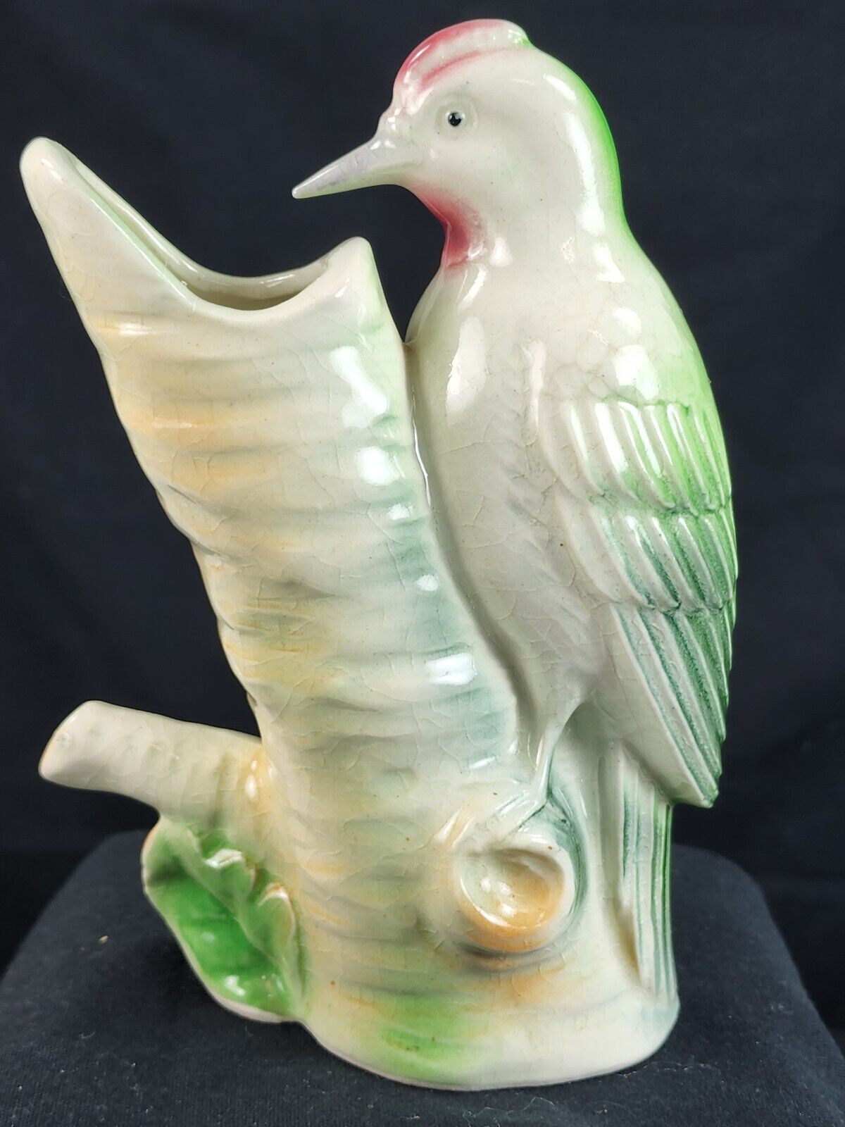 Vintage Woodpecker Vase Pottery Made In Japan Mk 5 Inches Tall