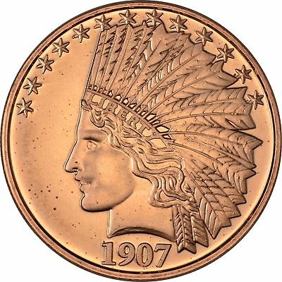 1 Oz Copper Round - 1907 Indian