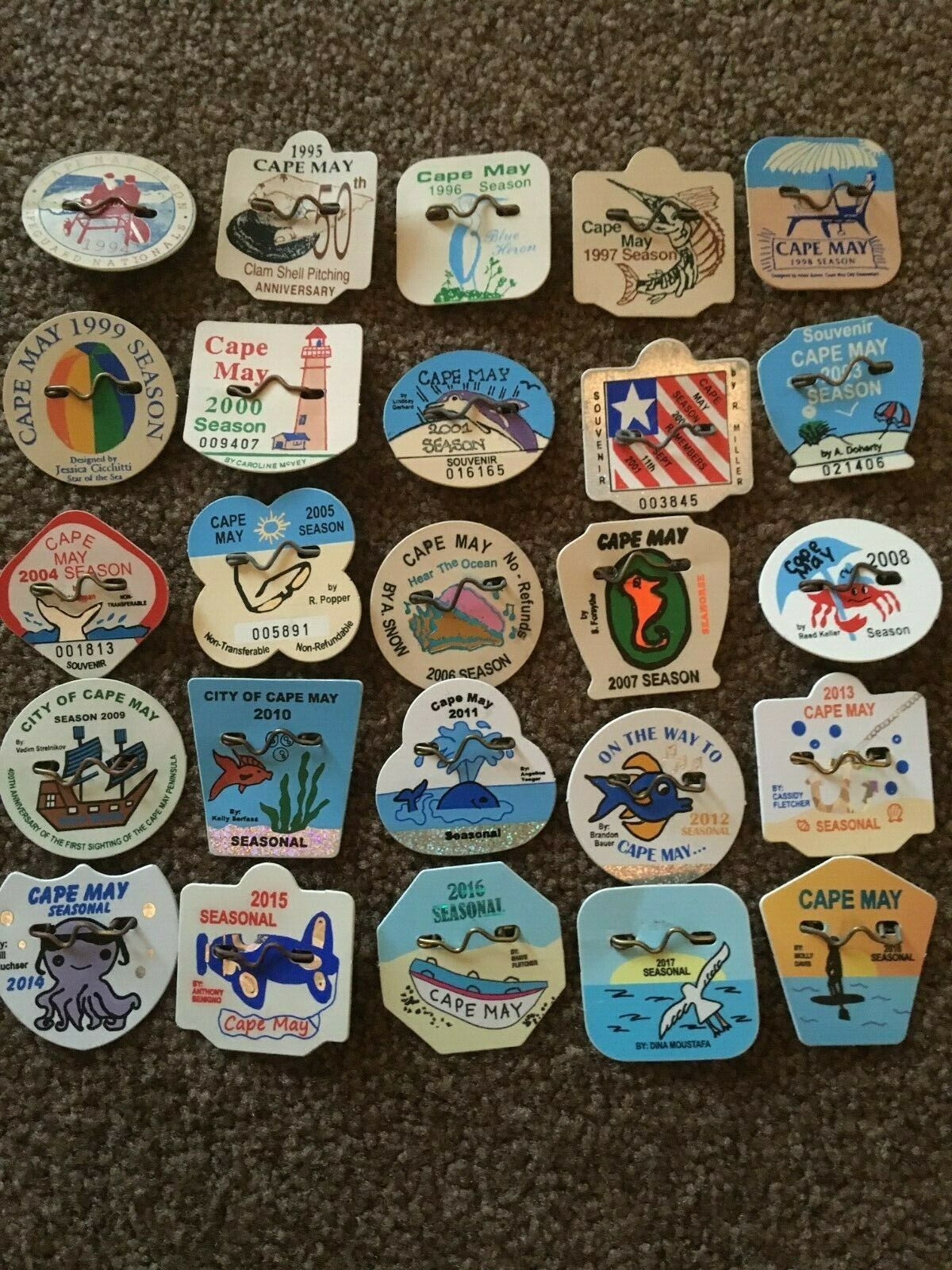 Pick 1—original Seasonal Cape May, Nj Beach Tags/badges 1994-2019 Multi Discount
