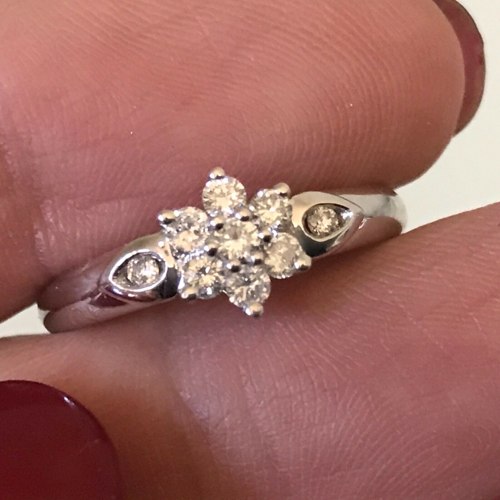 18k Diamond Ring Size 7 White Gold 3.5g Round .34 Ctw 750 G, Vs2 Wedding Band