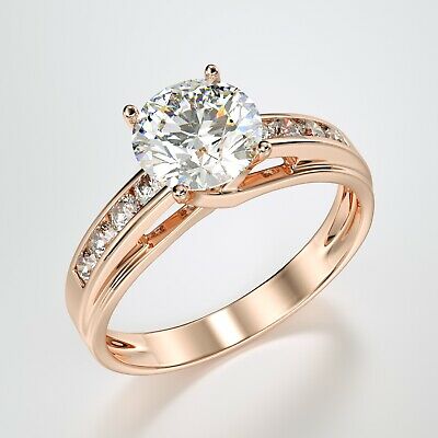 Solid 14k Rose Pink Gold Solitaire Engagement Ring 1.00 Ct.