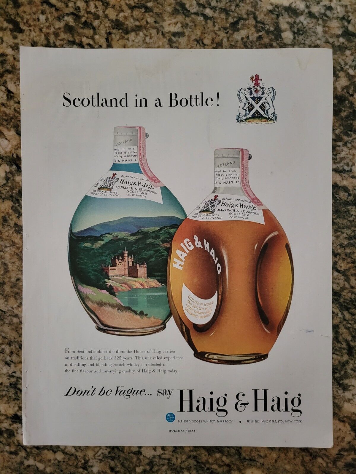 Vintage Haig & Haig Blended Scots Whisky Print Ad - Scotland In A Bottle!