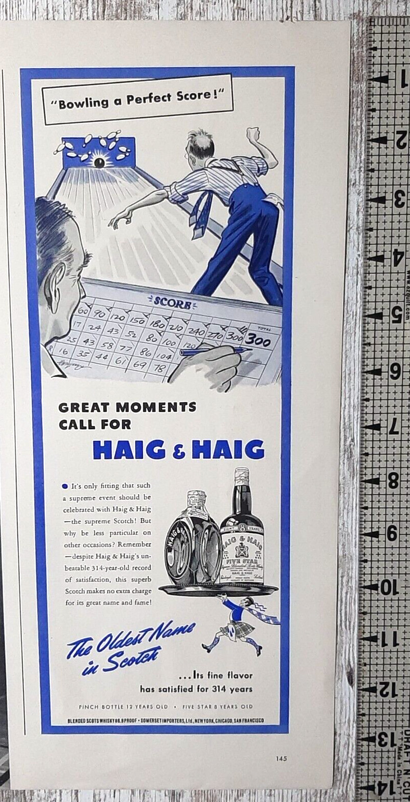 1941 Haig & Haig Scotch Vintage Print Ad Blended Scots Whiskey Pinch Bottle