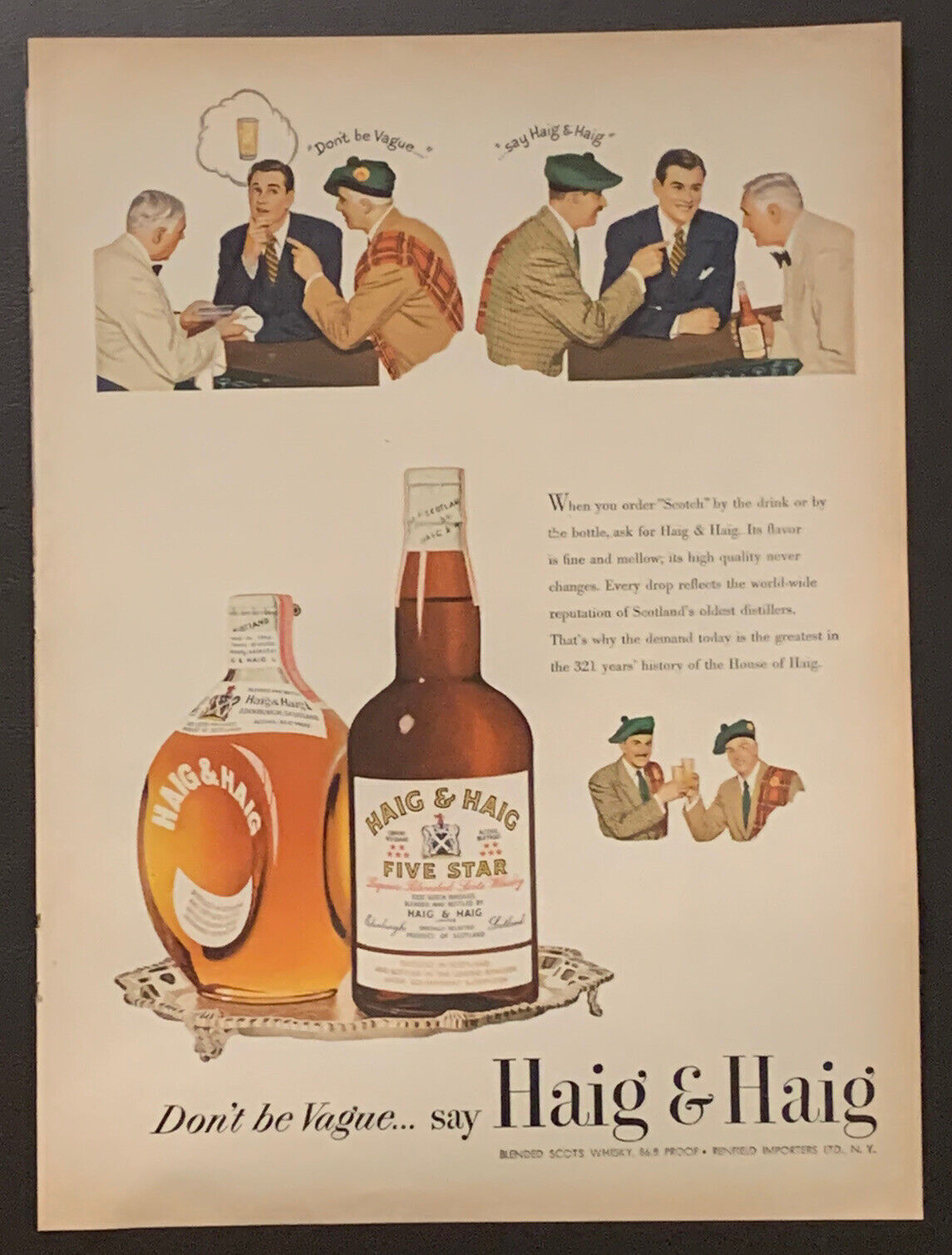 1948 Ad Haig And Haig Five Star Whisky Scotch Brothers Drinking Vintage Alcohol