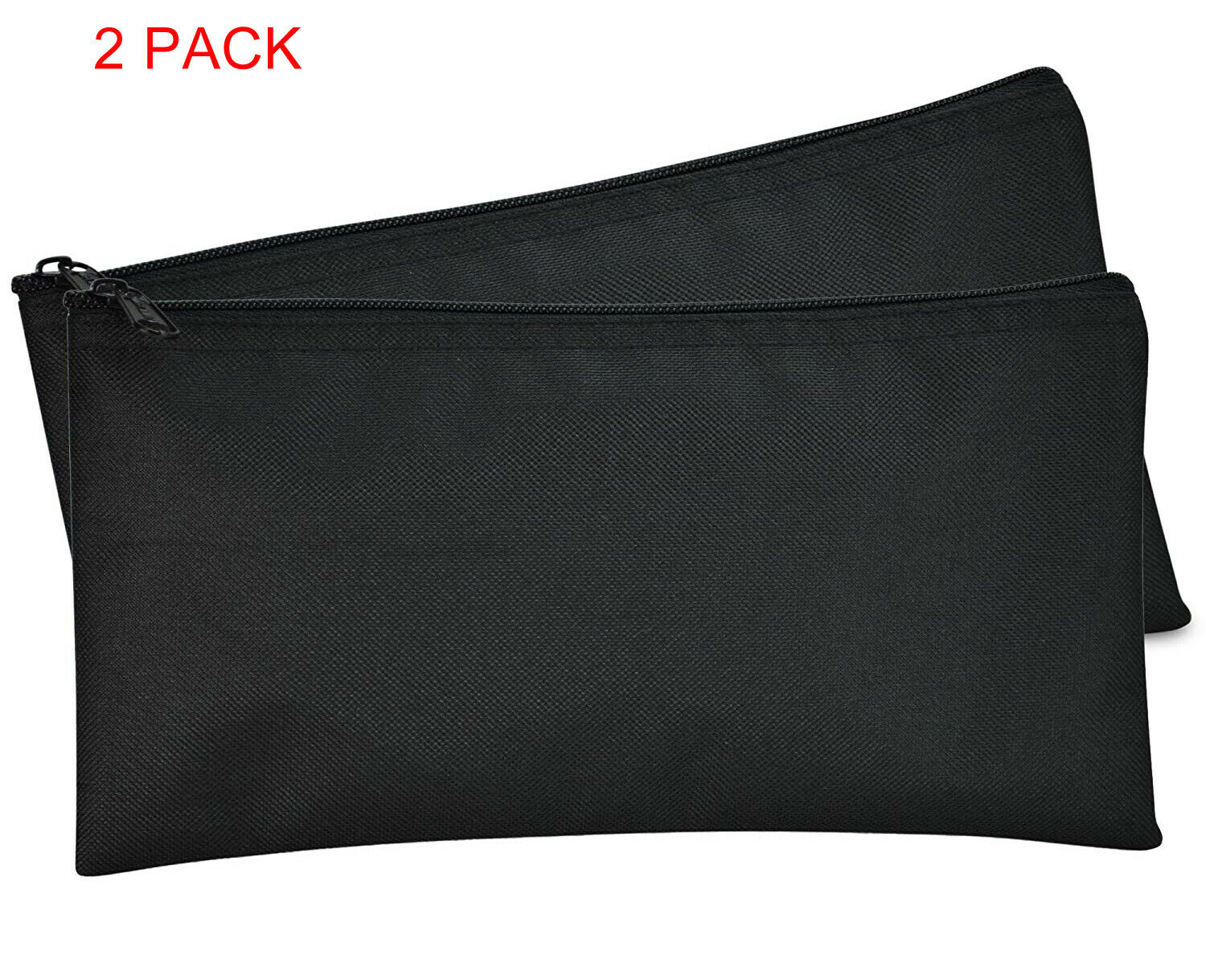 Deposit Bag Bank Pouch Zippered Safe Money Cashbag Organizer In Black 2 Qty Pack