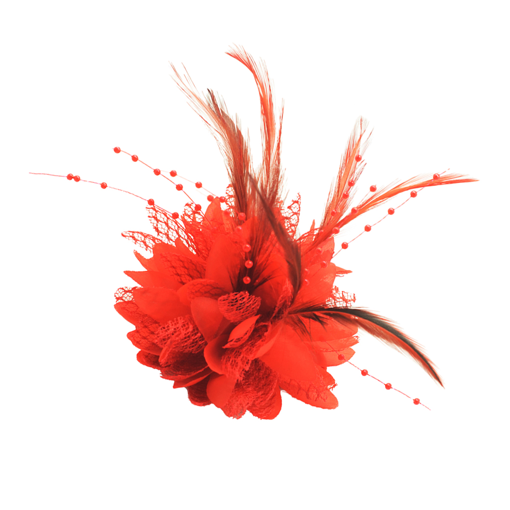 Feather Flower Hair Clips Brooch Corsage Bridal Wedding Party Hair Accessory