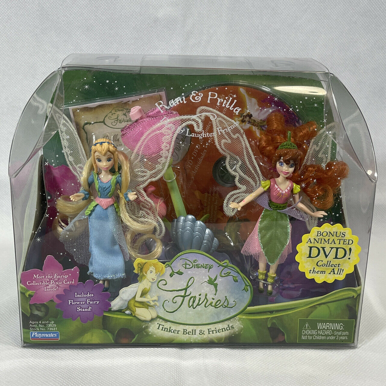 Disney Fairies Tinker Bell & Friends Rani Prilla Dew Laughter Dolls W/ Dvd New