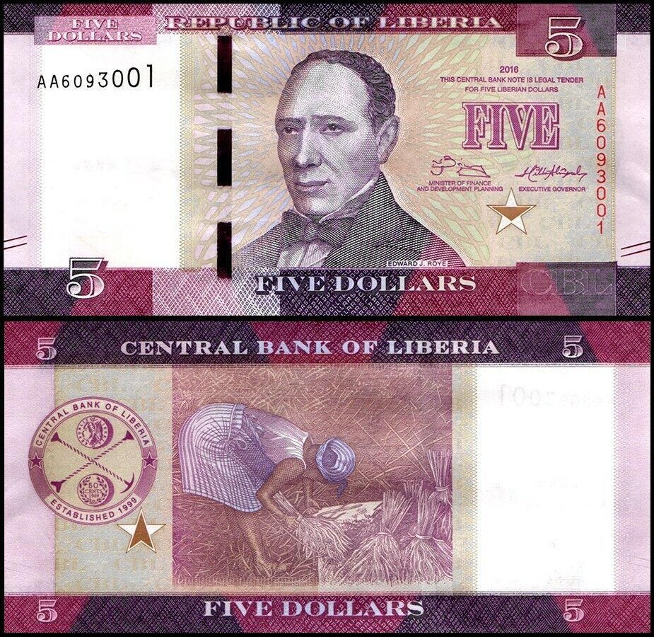 Liberia 5 Dollars, 2016, P-31a, Unc