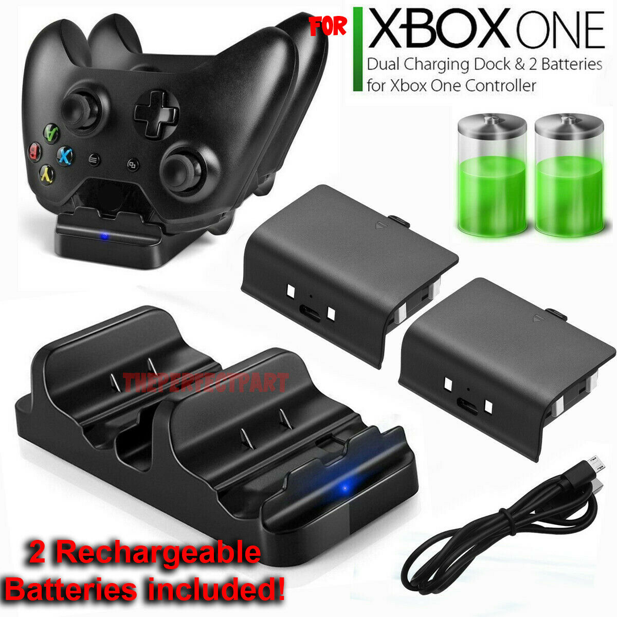 For Xbox One Dual Charging Dock Station Controller Charger Rechargeable Battery